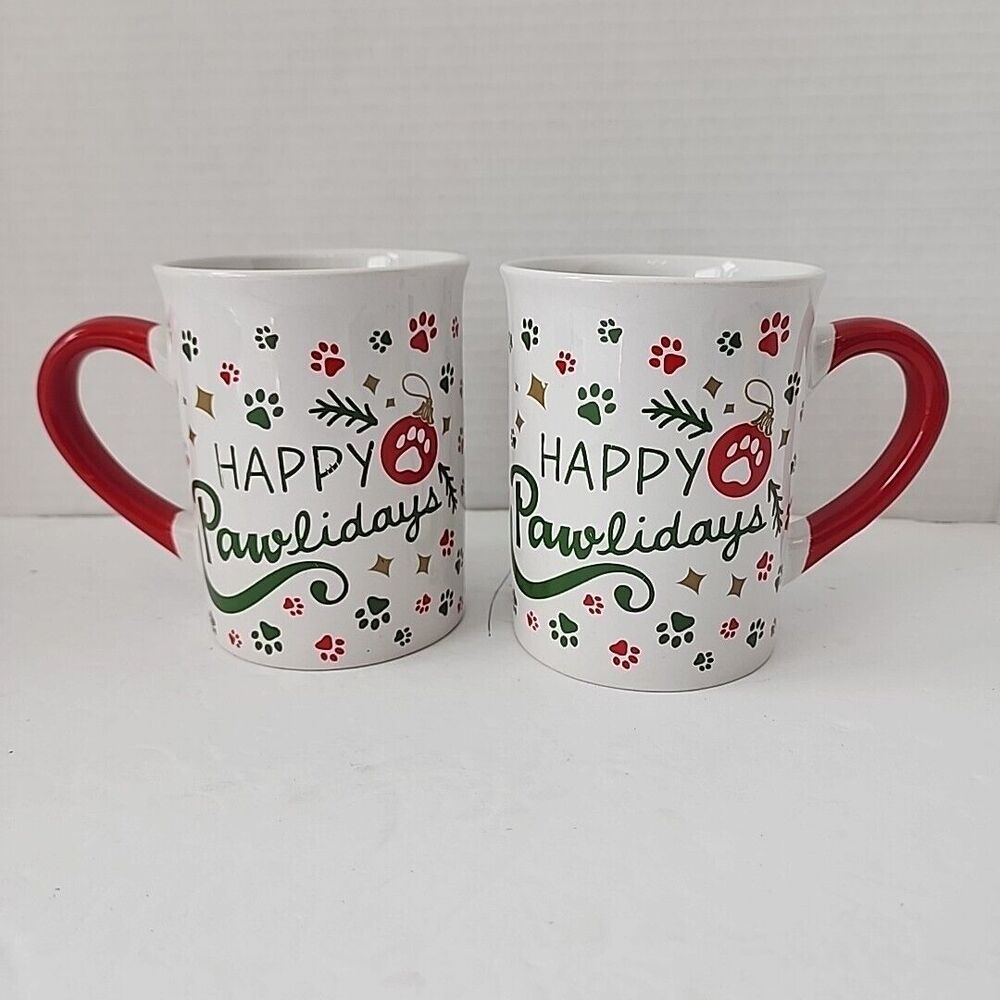 Royal Norfolk Christmas Mug Happy Pawlidays 16 oz Pet Lover Cat Dog New